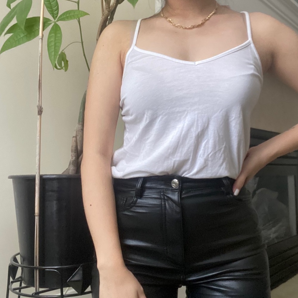 NEW LOOK White Flowy Thin Strap Basic Tank Top